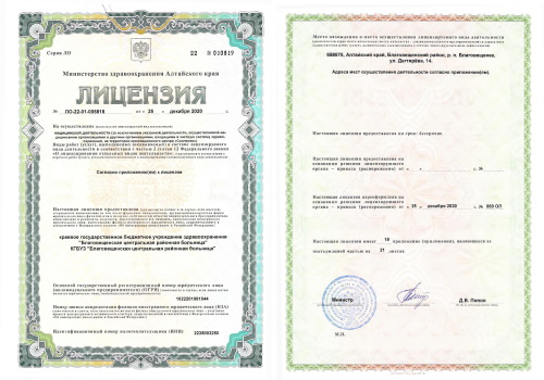 Лицензия № ЛО-22-01-005818 от 25 декабря 2020 г.